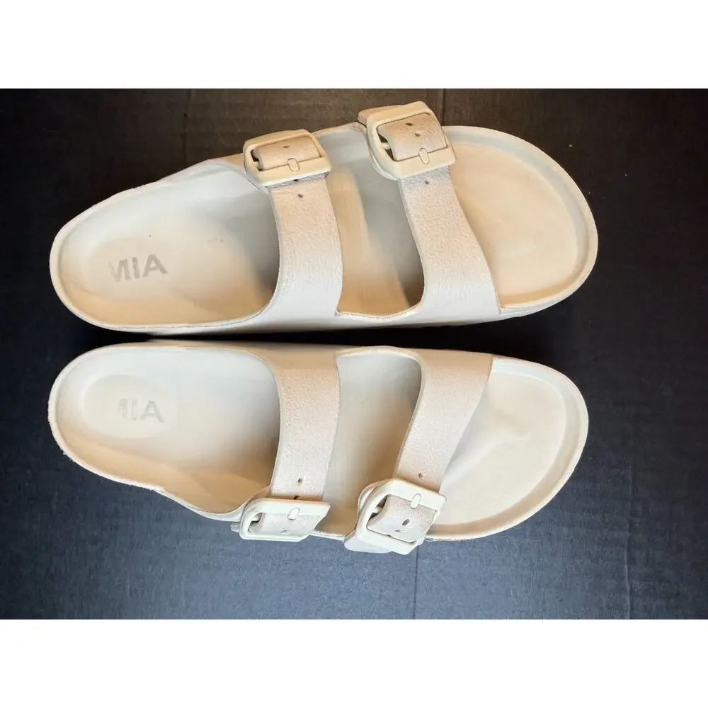 MIA Kiana Platform Footbed Sandals Size 7 Sand Double Buckle Slide - Picture 6 of 11